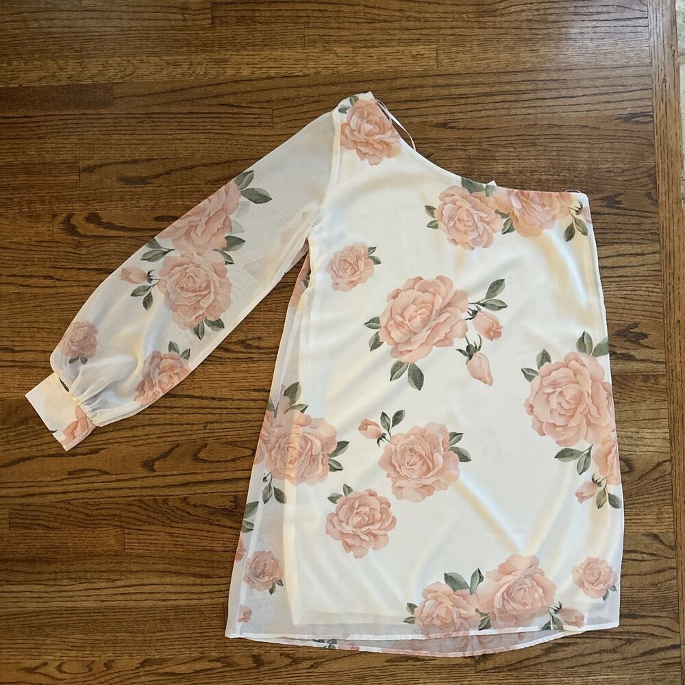 Women's Fabrik One Sleeve Off Shoulder Floral Print Dress - Small - NWT